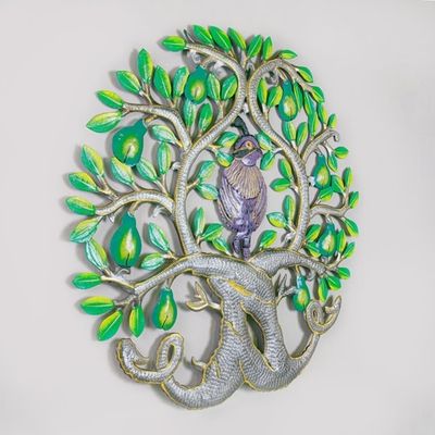 Partridge in a Pear Tree Cut Metal Wall Art, Haiti