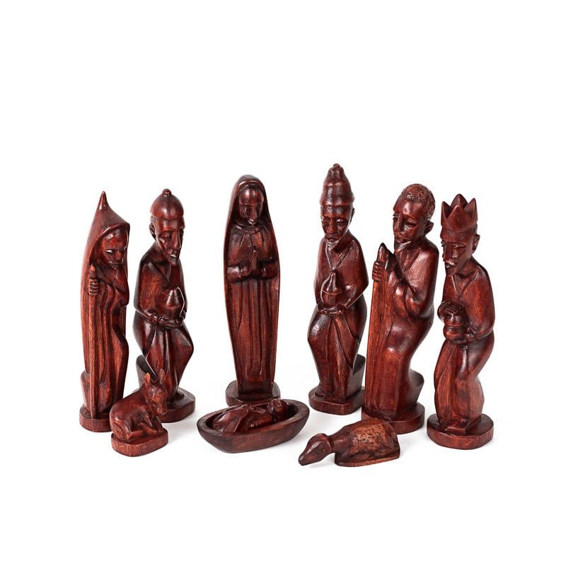 Carved Nativity Set- Mahogany Finish