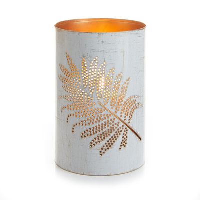 Medium White Palm Metal Lanterns, India