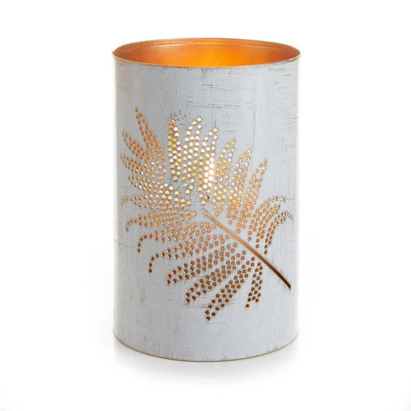 Medium White Palm Metal Lanterns, India