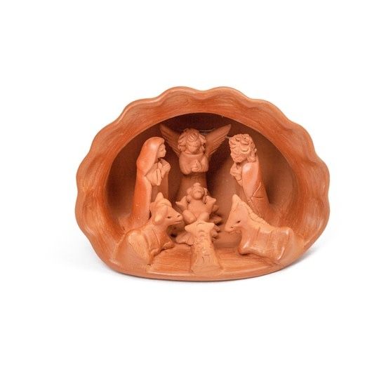 Small Terracotta Shell Nativity, Guatemala