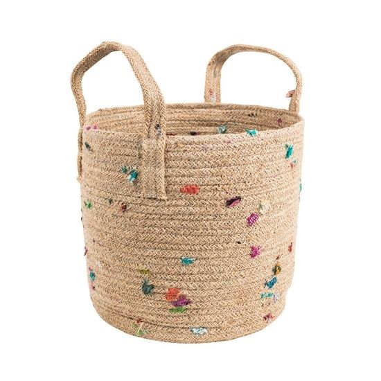 Bright Bits Jute Basket 14&quot;, Bangladesh