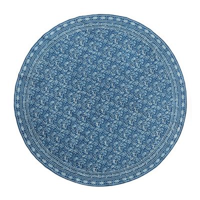 Indigo Dabu Paisley Round Tablecloth 70&quot;D, India