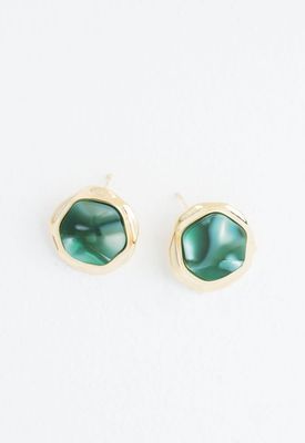 Opulence Opal Studs in Iridescent Emerald, China