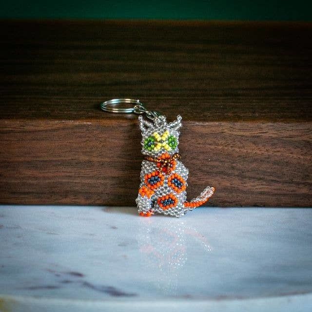 Assorted Cat Beaded Keychain, Guatemala