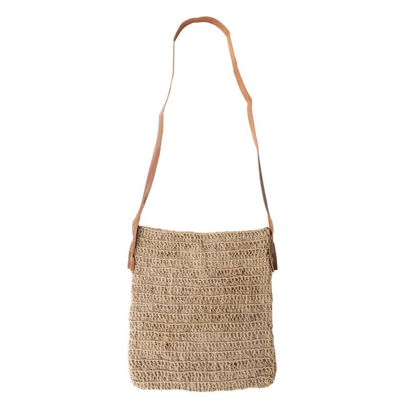 Crochet Jute Shoulder Bag Leather Strap, Bangladesh