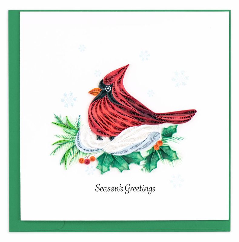 Snowy Cardinal Quilling Card, Vietnam
