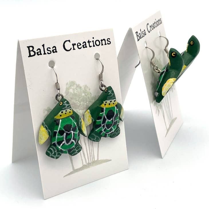 Pacific Sea Turtle Balsa Earrings, Nicaragua