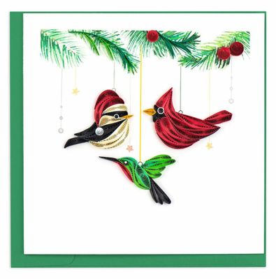 Holiday Bird Ornaments Quilling Card, Vietnam