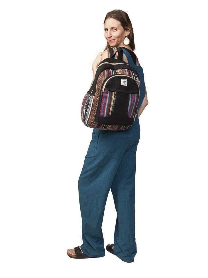 Hemp Cotton Knapsack Black, Nepal