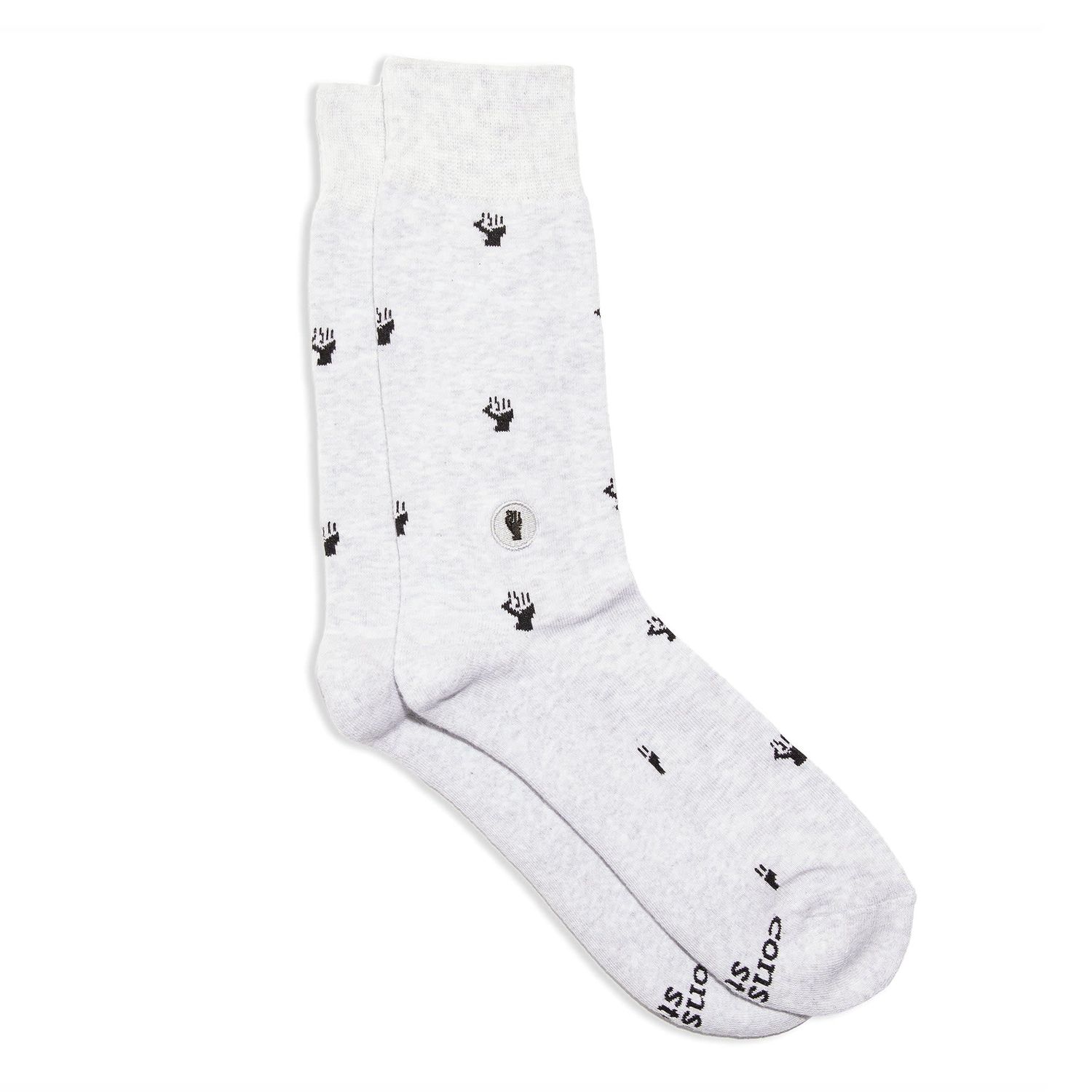 Socks that Fight for Equality, Grey w/ Fist Small