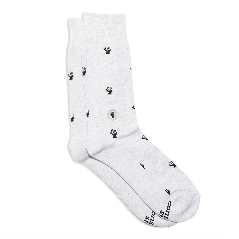 Socks that Fight for Equality, Grey w/ Fist Small