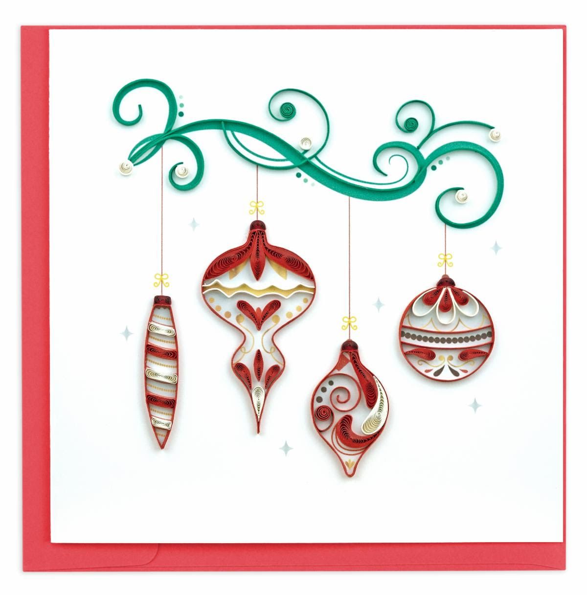Red Christmas Ornaments Quilling Card, Vietnam