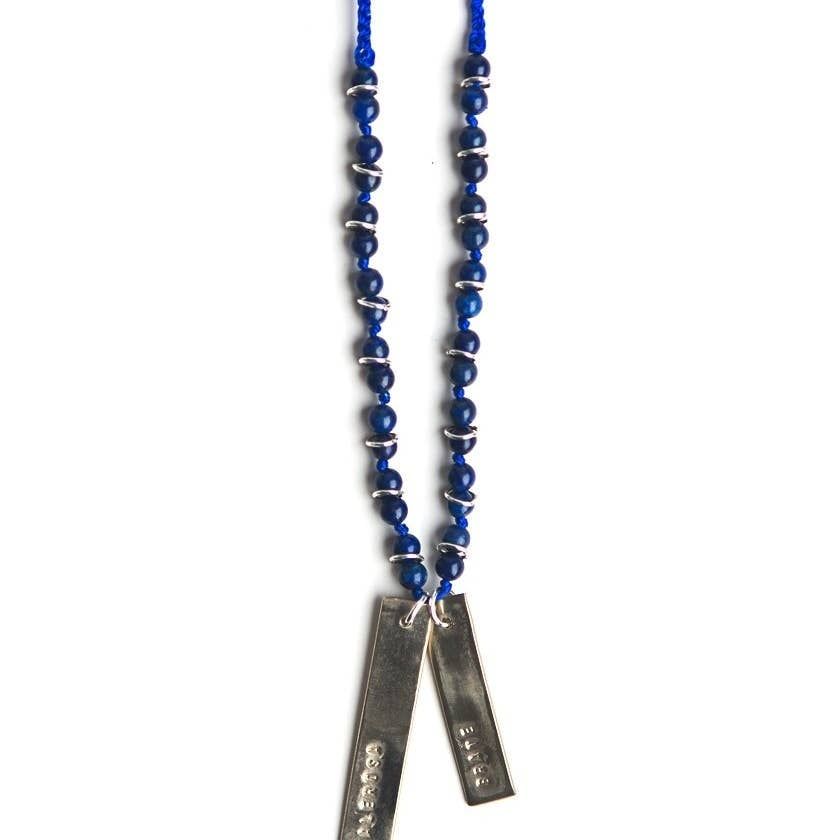 Brave Stamped Lapis Necklace, Peru