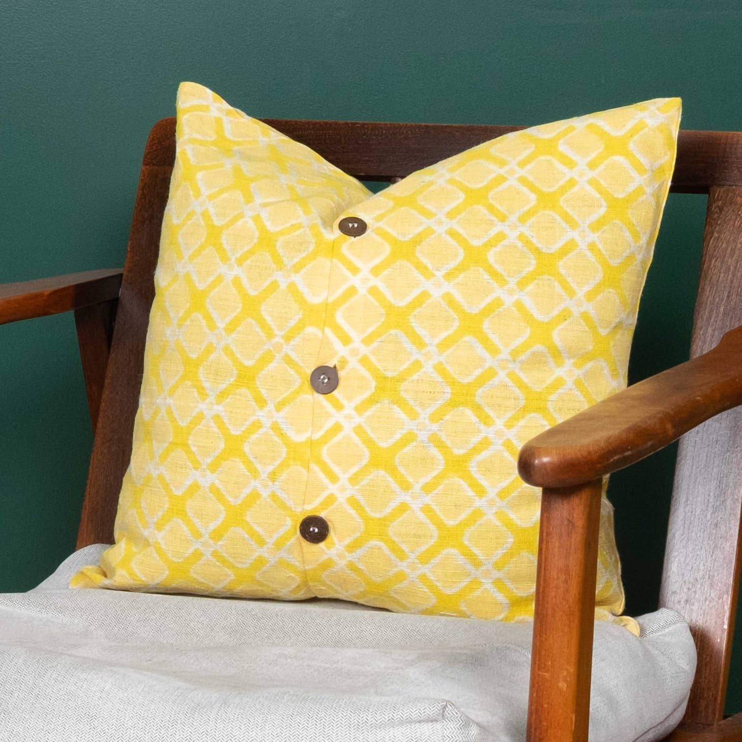 Yellow Petal Silk Cushion Cover Square, India