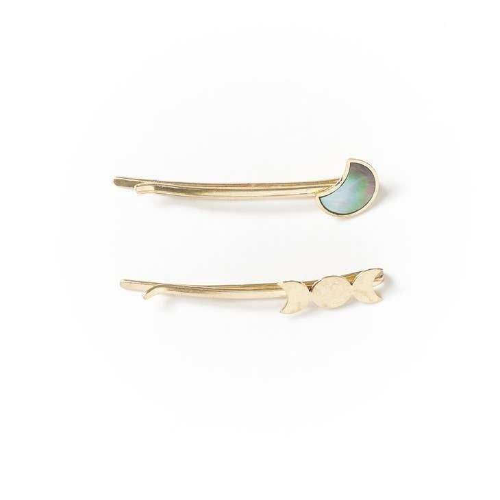 Chandra Moon Phase Bobby Pins Set of 2 - Mother of Pearl, India