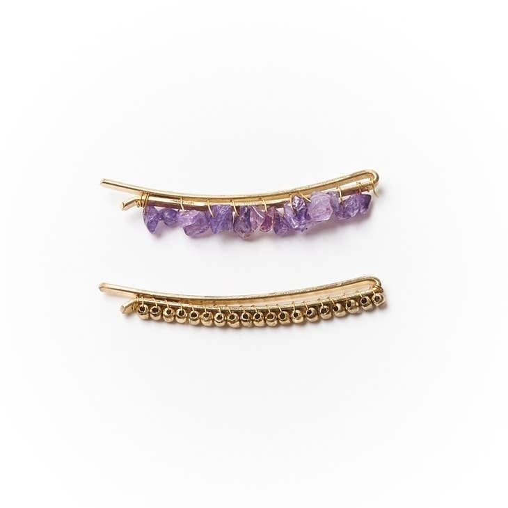 Indali Amethyst Bobby Pins Set of 2 - Semi Precious, India