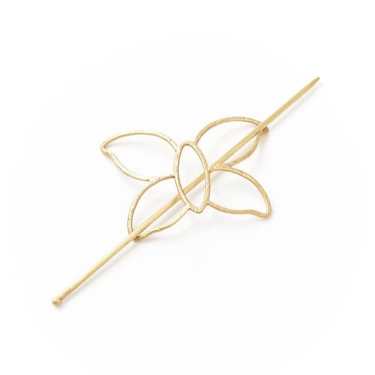 Hiranya Butterfly Hair Slide with Stick - Gold, India