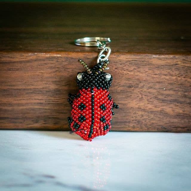 Ladybug Beaded Keychain, Guatemala
