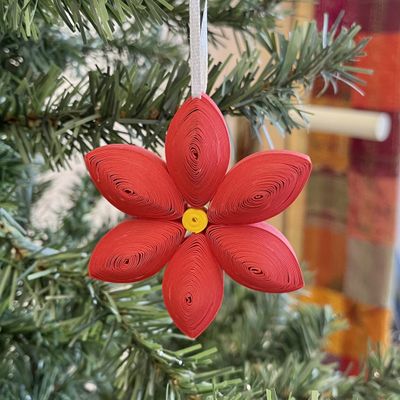 Poinsettia Quilled Paper Ornament, Vietnam