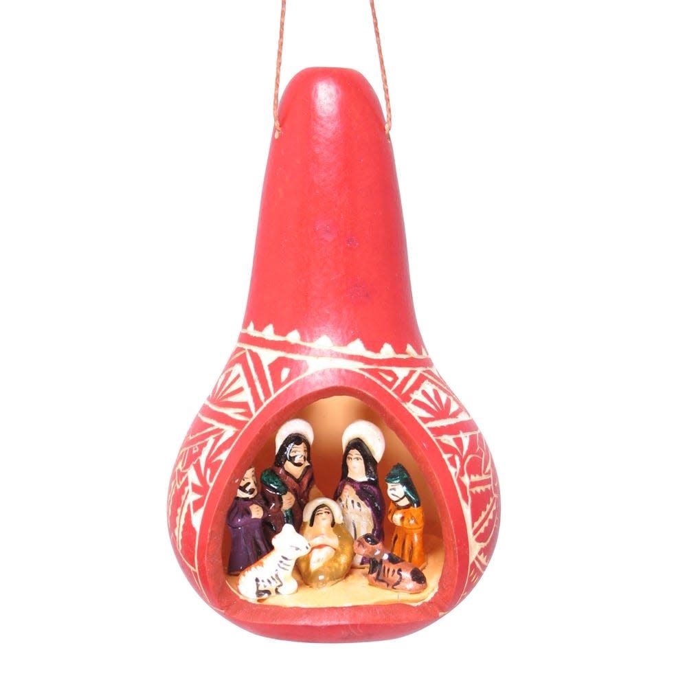 Nativity Gourd Ornament