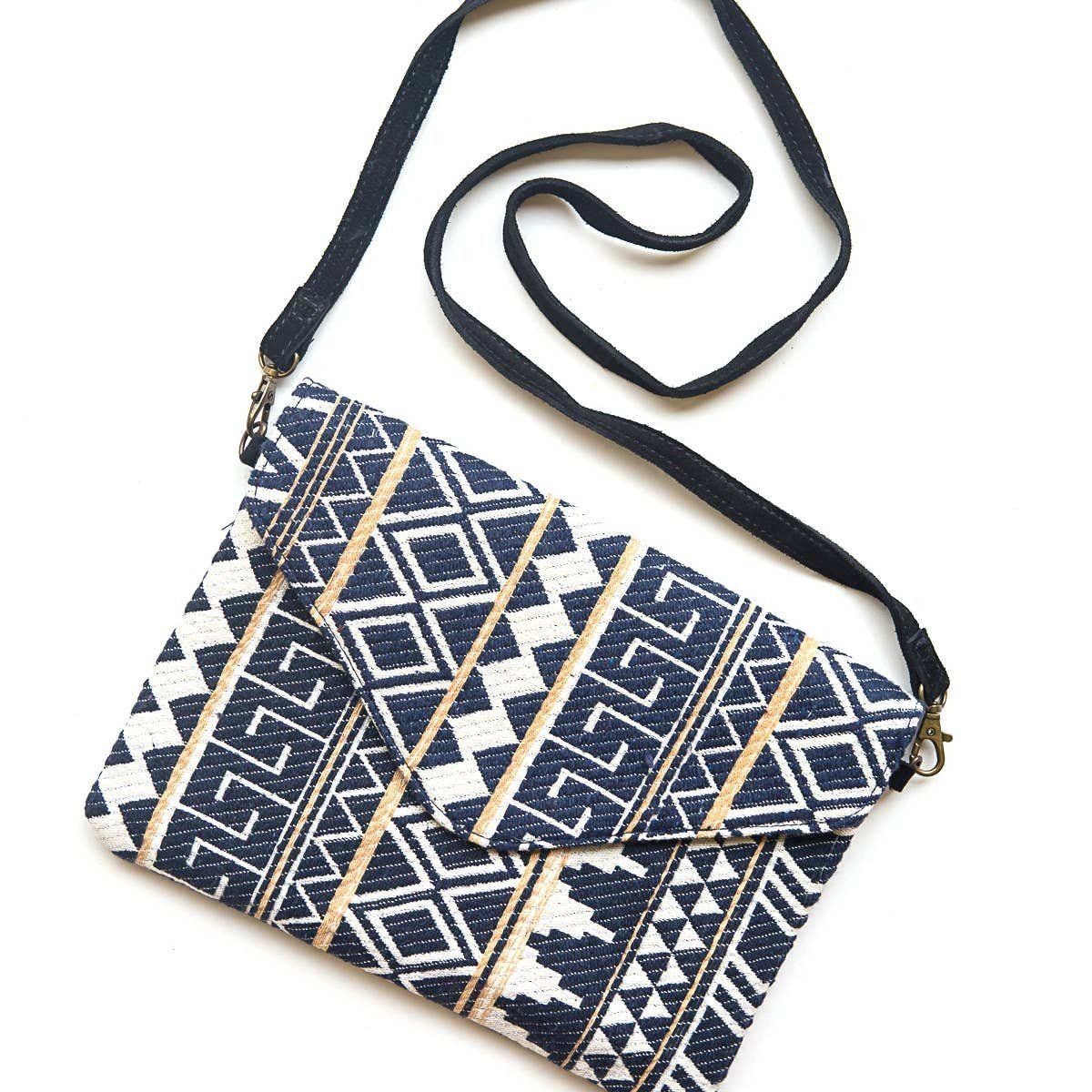 Navy Patterned Envelope Crossbody Purse, India