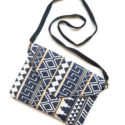 Navy Patterned Envelope Crossbody Purse, India