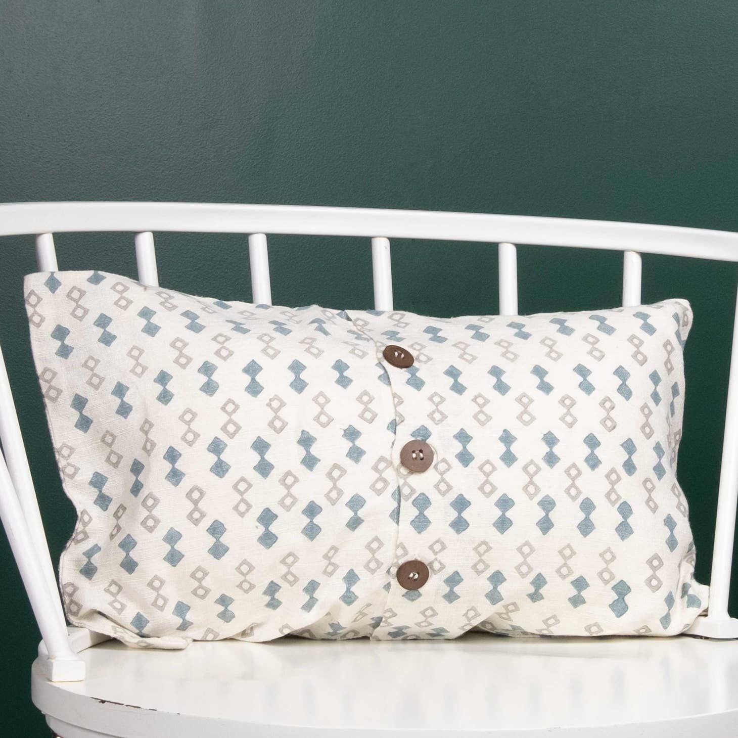Blue Double Diamond Silk Cushion Cover Rectangle, India