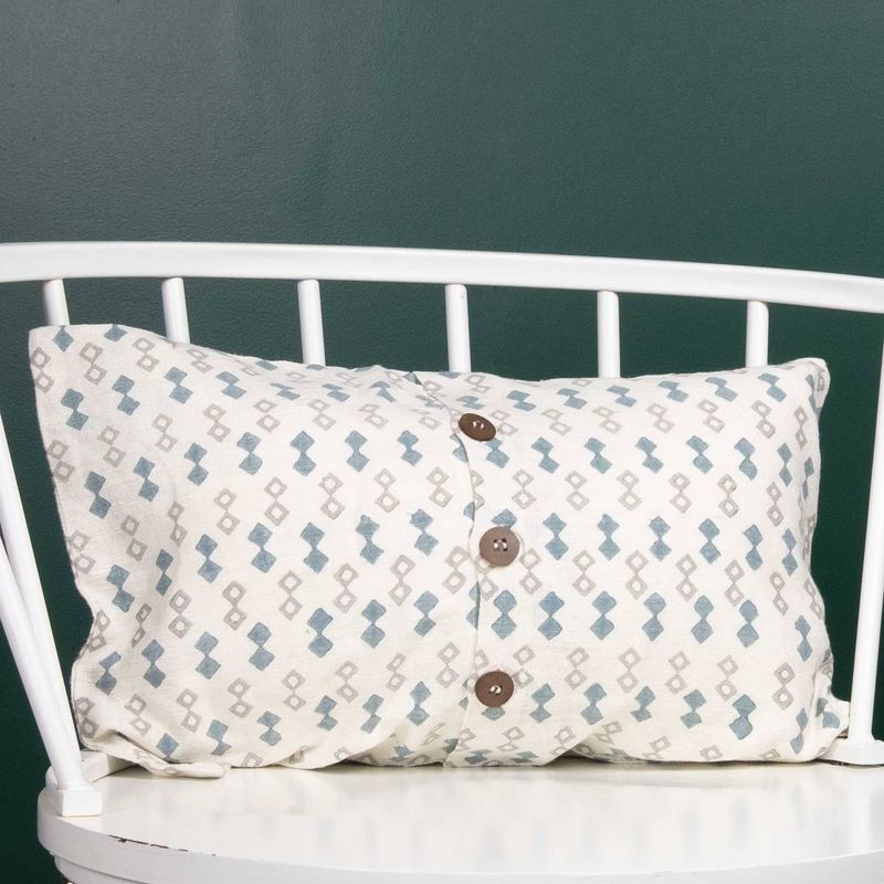 Blue Double Diamond Silk Cushion Cover Rectangle, India