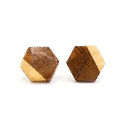 Wooden Hexagon Studs, India