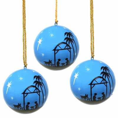 Handpainted Nativity Ball Ornament, India