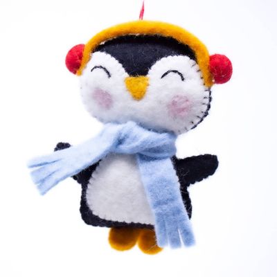 Happy Penguin Handmade Felt Ornament, Nepal