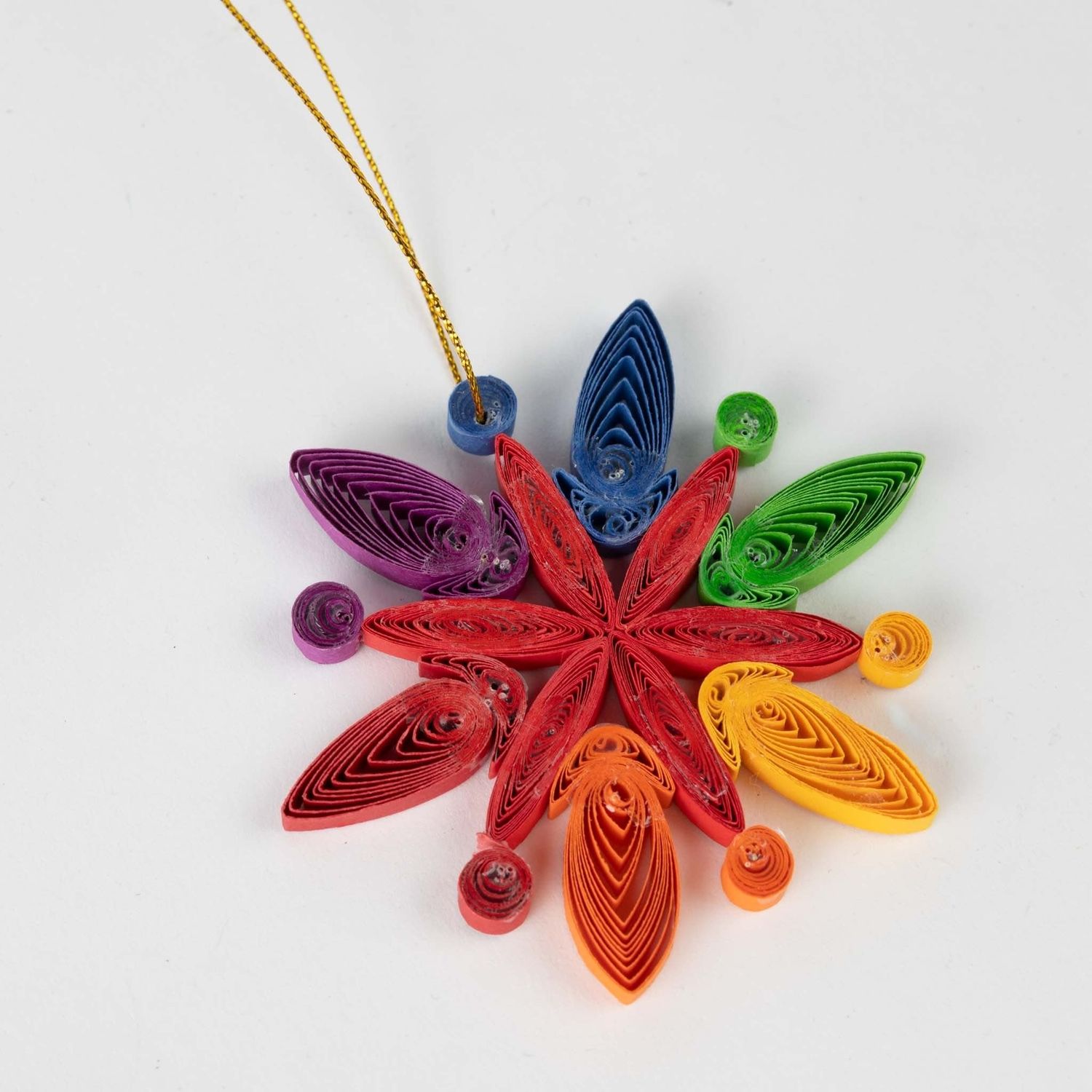 Rainbow Snowflake Quilled Paper Ornament