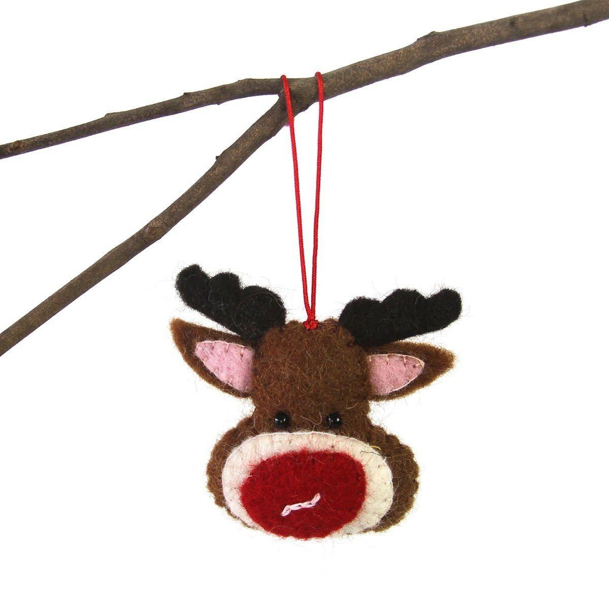 Christmas Rudolph Felt Ornament, Nepal