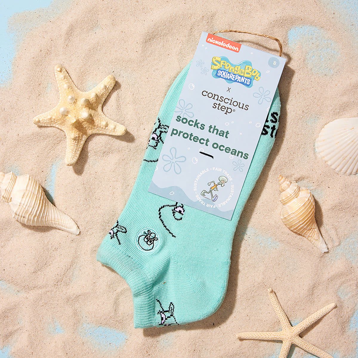 Conscious Step Socks Squidward Socks that Protect Oceans, Blue, Small