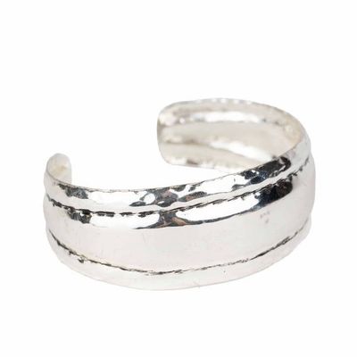 Edgy Cuff Silver Bracelet, India