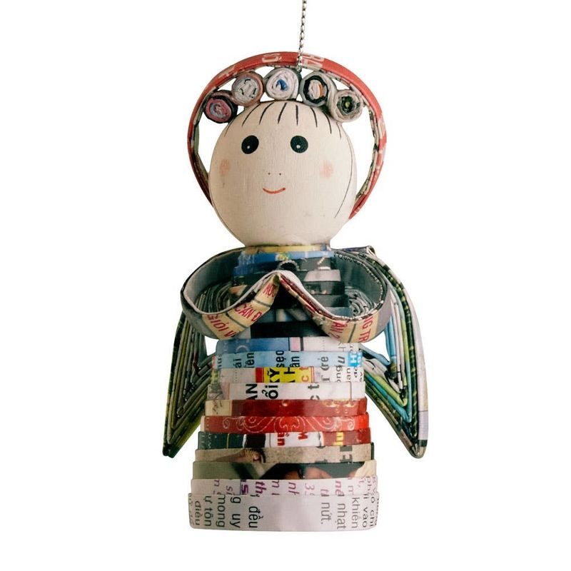 Bright Circles Coiled Paper Angel Ornament, Vietnam