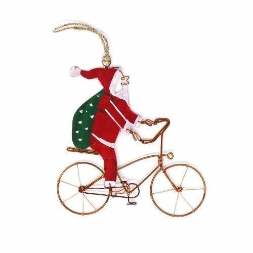 Bike Riding Santas Recycled Ornament, Kenya