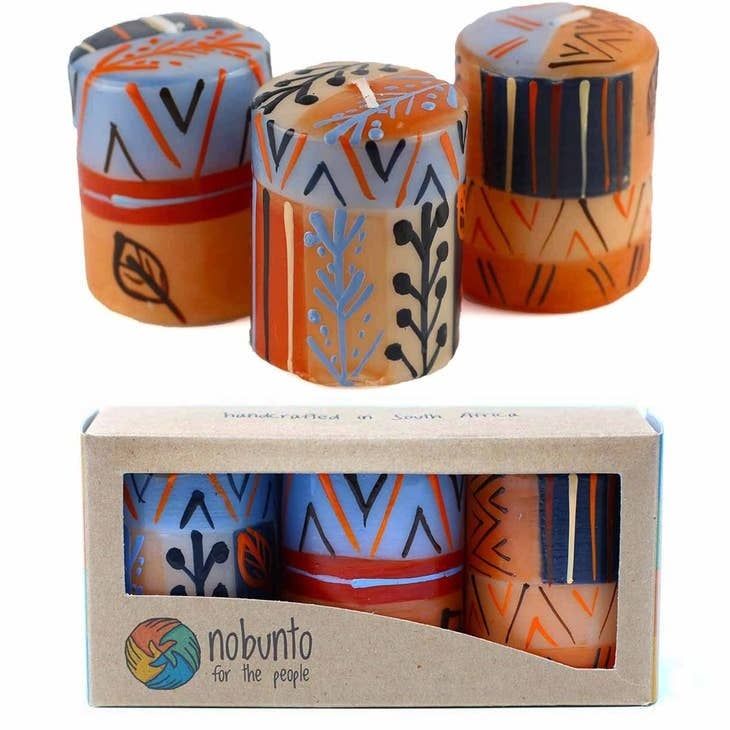 Hand Painted Votive Candles Set of 3 - Uzushi Design South Africa
