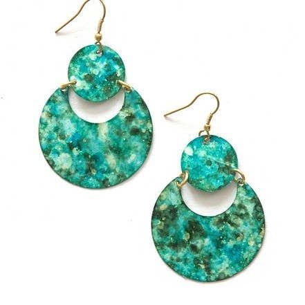 Cloudy Waters Turquoise Painted Earrings, India