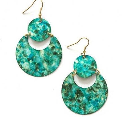 Cloudy Waters Turquoise Painted Earrings, India