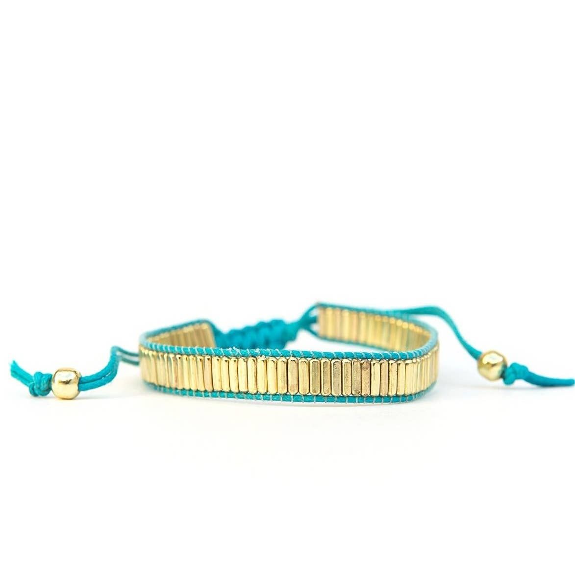 Turquoise and Brass Beaded Bracelet, India