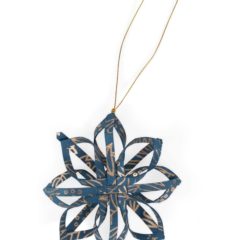 Touch of Gold Star Ornament Blue