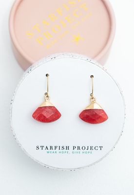 Fan Drop Earrings in Crimson, China