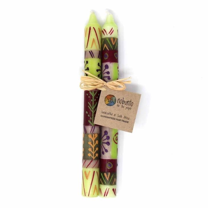 Kileo Hand Painted Dinner Candles - Set of 2, South Africa