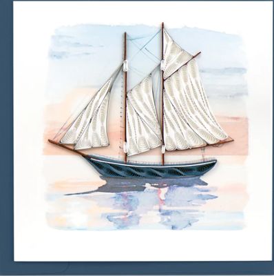 Schooner at Sunset Quilling Card, Vietnam