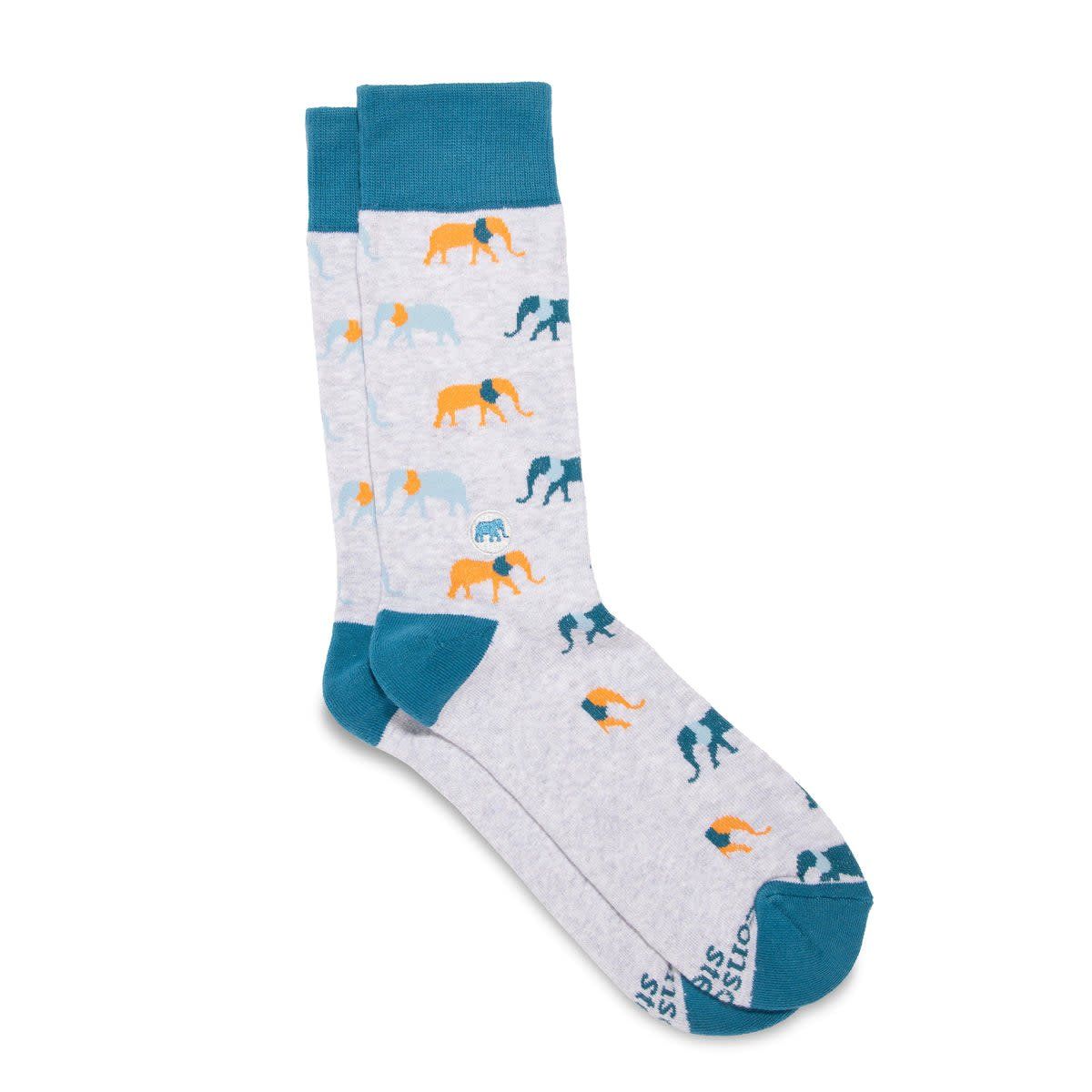 Conscious Step Socks that Protect Elephants, Majestic Elephants, Medium