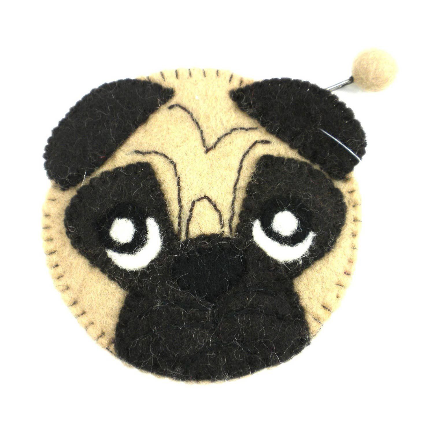 Pug Puppy Felt Coin Purse, Nepal