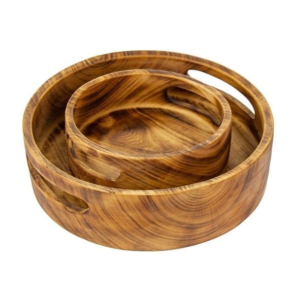 Jacaranda Wood Tray with Handle Large, Kenya