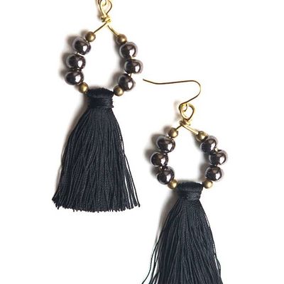 Metallic Ceramic Tassel Earrings, Peru